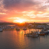 Mooloolaba Beach - Sunset photography print - orange coloured prints - Aerial photographer Sunshine Coast - Sunshine Coast Photographer - Sunshine Coast - Australian wall art - Coastal images - boat sunset prints - Trawler Boat