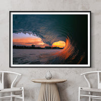 Black Framed Ocean Print - Sunset surf art - Ocean Artwork - Surfing Prints - Mooloolaba Beach Wall Art - Mooloolaba Beach Picture - Australian framed prints - custom framed prints
