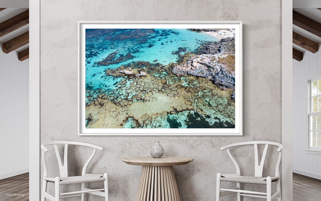 Western Australia Wall Art - Rottnest Island - Coastal Wall Art - Framed Aerial Pictures - Western Aus Pictures - Coastal Decor - Beach Aerial Photography - Aerial Photographer - Minimal Wall Art - Abstract Ocean Art - Coral Reef Wall Art