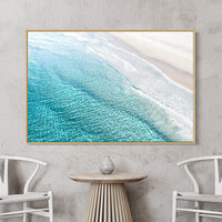 Floating Oak Frame - Picture Framing Online - Wall Art Sunshine Coast - Oak Prints - Flat Water - Glistening Ocean - Beautiful Water - Print on Wall - Art Mock up - Online Art Gallery