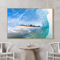 Coastal Wall Art - Sunshine Coast Photograph - Sunshine Coast Wall Art - Coastal Decor - blue wave - Surf Photography - Surf Prints - Beach Photography Print - Beach Wall Decor - Kawana Beach - Buddina Beach - Point Cartwright - Oak Frame - Queensland Wall Art - Best Surf - ShoreBreak Wave - Shore break surf