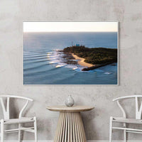 Point Cartwright photography - waves lining up along the headland - white floating frame canvas landscape print - beach house wall art - ready to hang coastal canvas - Josh Whiting Photos