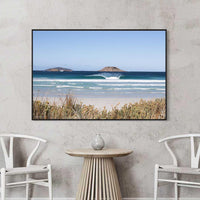 Right hand beach break WA - Esperance surf photography - black floating frame canvas print - oversized wave photography print - coastal wall art - beach break pictures for sale - Josh Whiting Photos