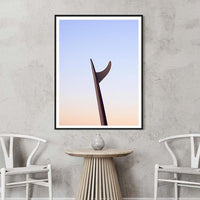 Single fin surfboard sunrise - black framed print - abstract minimalist surf wall art - portrait format photography - surf culture coastal print - Australian photography art - Josh Whiting Photos