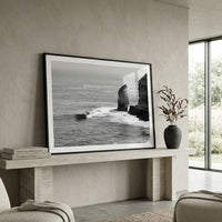Solitary Eyre Peninsula sea stack print - black and white coastal photography - large format wall art - minimalist living room - interior designer wall art - Hamptons coastal decor - Southern Ocean photography - Josh Whiting Photos