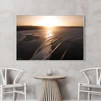 A white floating frame canvas print showing perfect point break swell at Rainbow Beach, Queensland surf wall art