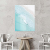 Frameless acrylic print of Open Coast, glossy finish that lifts the turquoise water and wave texture