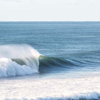 A powerful swell wraps into a barrel at this Sunshine Coast point break, Australian surf photography print