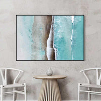 Black floating frame canvas of Esperance wall art, a striking addition to any beach house