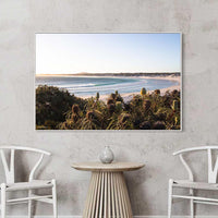 White floating frame canvas of Wharton Beach, Western Australia surf photography for the home