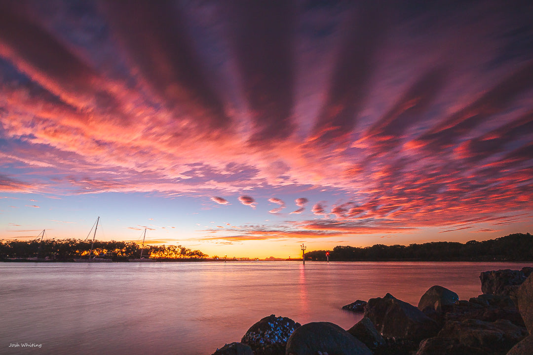 Sunset photography print at Labalsa Park, Buddina. Fair floss sunset skies, Sunshine Coast Photography prints