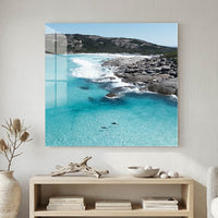 Dolphin Duo Esperance - aerial coastal photography acrylic print - coastal interior styling - contemporary living room wall art - Hamptons home decor - ocean wildlife photography - Josh Whiting Photos - coastal interiors - coastal interior design