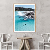 Dolphin Prints Australia - Esperance Western Australia - aerial drone photography - oak framed print - portrait wall art - fine art ocean photography - buy framed prints online - Josh Whiting Photos
