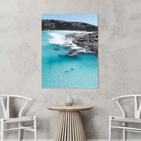 Dolphin Duo Esperance Western Australia - two dolphins aerial drone photography - gallery wrap canvas print - coastal wall art - portrait format ocean wildlife print - Josh Whiting Photos