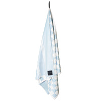 fast drying beach towels - quick dry sand free beach towel - best sand free beach towel - sand resistant towel - checker towel - blue checker beach towel - best travel towels - baby blue beach towel 
