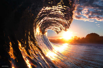Mooloolaba Beach Print - Australian Photography Prints - Sunshine Coast Photography - Josh Whiting Photos - Golden Sunset Wave - coastal wall art - sunset wall art - sunset landscape prints - orange wall art 