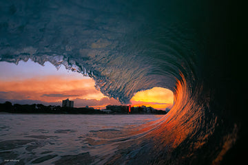 Mooloolaba Main Beach - Mooloolaba Surf Club - Sunset wave barrel - Look out barrel shot - Sunshine Coast Photogaph - Sunshine Coast Photogapher - Orang sunset Print - Glowing surf barrel print - Back burning - Fire mitigation