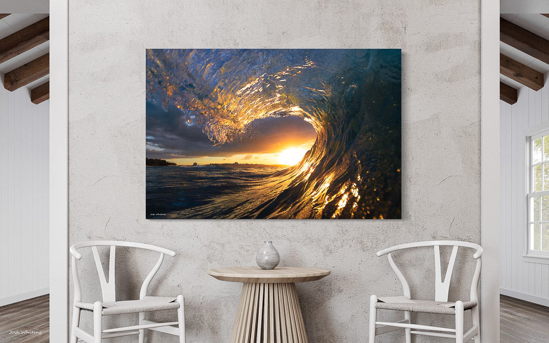 Canvas Prints Australia - Cheap Canvas Prints - Australian Wave Art - Australian Photography Prints - Wall Art Australia - Picture on a wall - Interior Design Sunshine Coast - Sunshine Coast Images - Sunset Barrel Print - Noosa Photography - Noosa Wall Art