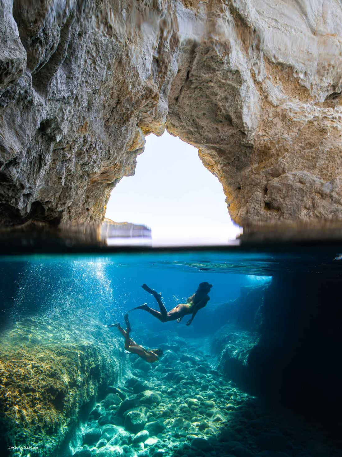 Kleftiko Beach - Kleftiko - Milos Greece - Greece Wall Art - Prints of Kleftiko - Places to see in Greece - Things to do in Milos - Milos Wall Art - Snorkelling Wall Art - Framed Ocean Art - Underwater Prints - Underwater Model - Europe Beach Prints - Underwater Prints - Girls snorkelling in clear water - Ocean Photography