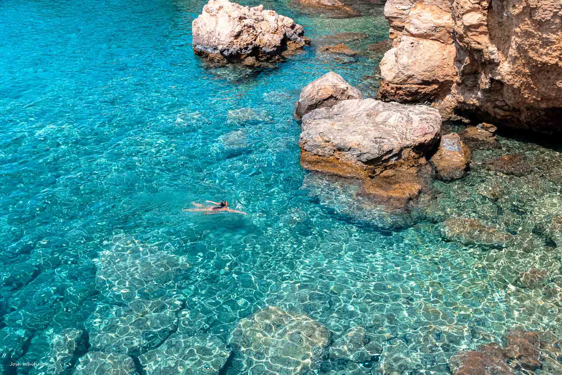Super Clear Water - Prints of Europe - Wall Art Australia - beach Decor - Beach prints Australian - Australian Beach Prints - Europe Summer Art - Europe Wall Prints - Spain Wall Art - Spain Beach Prints - Blue coloured Artwork - Island Wall Art - Beachy Print - Beach House Print - Summer Print - Summer Colour Print - Summer Wall Art - Holiday house artwork