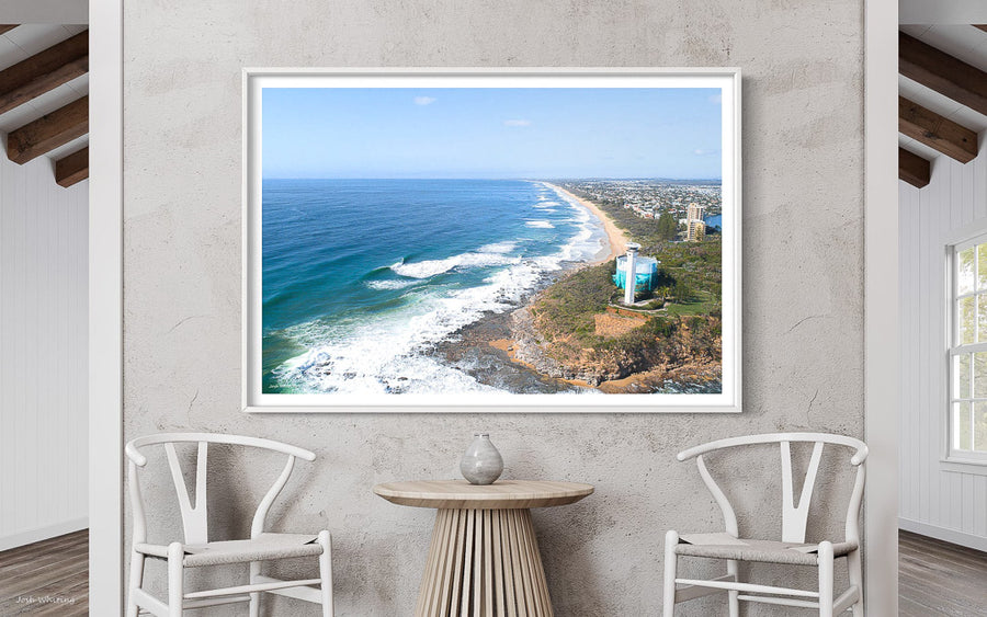 Coastal Wall Art - White framed Artwork - Sunshine Coast Images - Big framed prints - Blue Photo art - white framed print