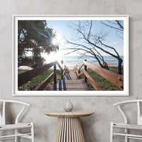 Coastal beach Exit - Sunshine Coast Council - Beach Photography Print - Sunshine Coast Beaches - Australian Beaches - Coastal wall art - Stairway to the beach - Kawana Beach Print - Framed Artwork