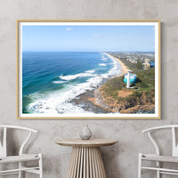 Coastal Wall Art - White framed Artwork - Sunshine Coast Images - Oak framed prints - Blue Photo art - Oak framed print