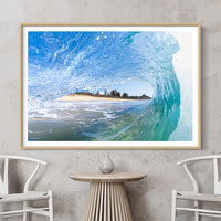 Sunshine Coast photographer - Framed Ocean Art - Framed Prints Australia - Framed Prints Online - Oak Frame Photo Print - Buddina Surf - Point Cartwright Print - Kawana Beach wave