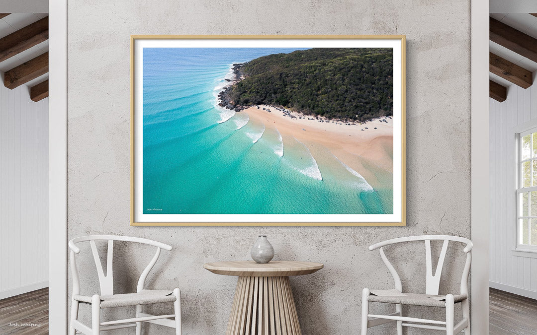 Double Island Point Surf - Learn to Surf Rainbow Beach - Noosa Wall Art - Double Island Wall Art - Cooloola National Park - Wall Art Sunshine Coast - Beach Photography Print - Framed Beach photos - Framed Pictures of the beach - Photography and Videography Services Sunshine Coast 