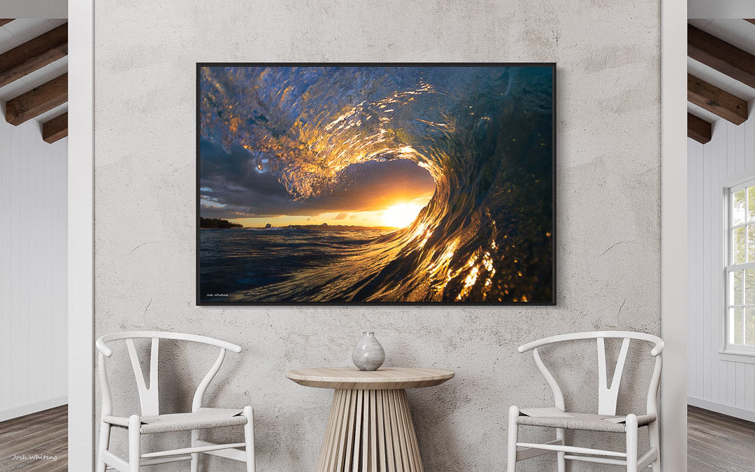 Framed Canvas Artwork - Framed Canvas Australia. - Sunset Wave - Sunset Barrel - Hawaii Sunset Barrel - Coastal decor - Sunset Beach Prints 