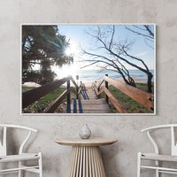 Beach Exit - Stair Beach Print - White Framed Art - Tropical Beach Art - Coastal Decor - Sunshine Coast Decor - Sunshine Coast Framing - Australian Printing and Framing - Josh Whiting Photos - Sunshine Coast photographer