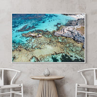 White Framed Print - Tropical Wall Art - Ocean decor - Abstract Decor - Coral Reef Print. - Clear Water - Europe Wall Prints - Europe Art - Europe Rocks  - Western Australia - Rottnest Island