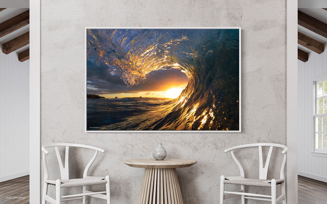 Wall Art Sunset over the ocean - Sunset on Wall - Beach sunset Canvas art - Beach Sunset Poster - White Frame Sunset Print - Sunset Wall Canvas - 