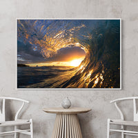 Wall Art Sunset over the ocean - Sunset on Wall - Beach sunset Canvas art - Beach Sunset Poster - White Frame Sunset Print - Sunset Wall Canvas - 