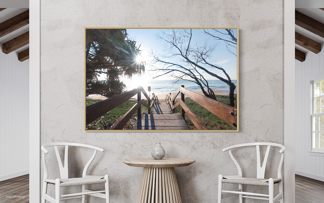 Floating Frame Canvas - Canvas Prints Australia - Order Photos online - Order Wall Art Prints - Beach Themed Prints - Wall Art Australia - Best Art Prints - Cheap Art Prints Australia - Stairway Beach Art - Beach Entrance Art