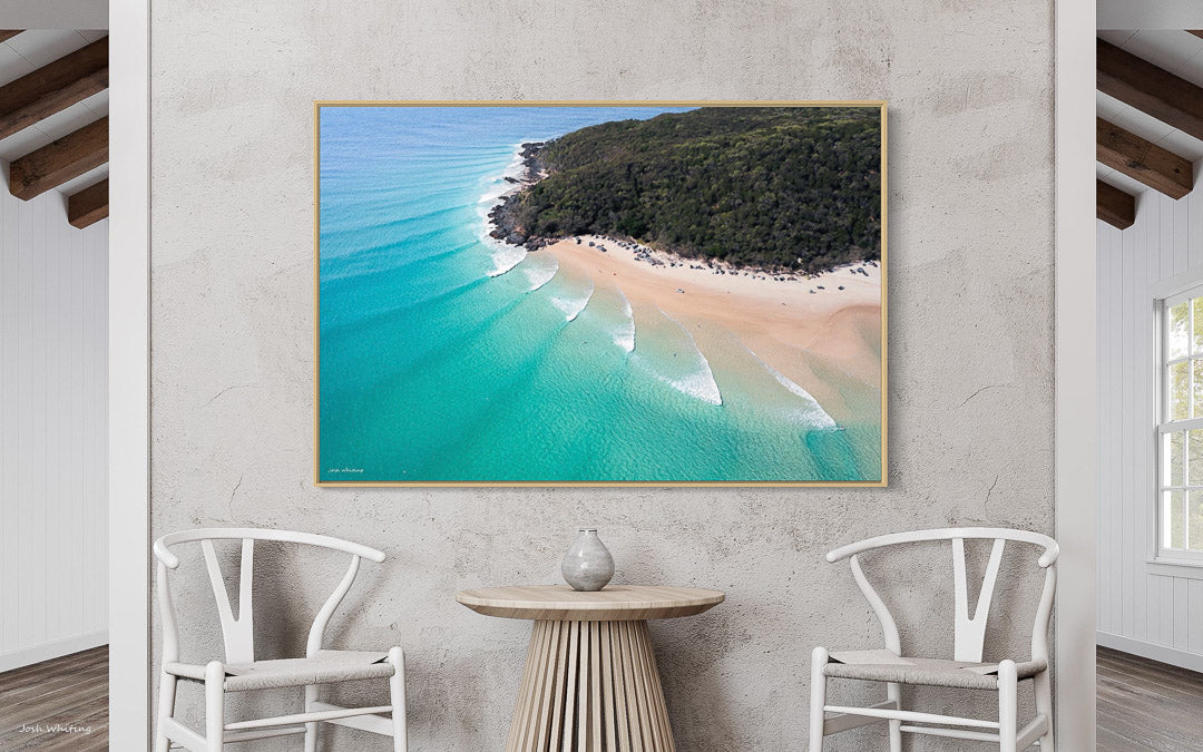 Framed Ocean Art - Australian Wave Art - Surfing Australia - Lines - Point Break Surfing - Wall Art Noosa - National Park Imagery - Australia Surf Art - Coastal Wall Art - Island Wall Art - Island photography Print - 4x4 prints - 4wd Wall Art