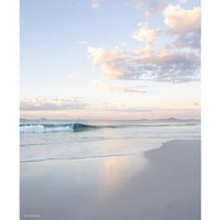 Pastel beach sunrise photography - Sunshine Coast Queensland - soft pastel wave reflection - fine art coastal photography print - Australian photographer Josh Whiting Photos