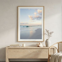 Beach Print - Sunshine Coast photography - oak framed print - soft neutral coastal wall art - contemporary coastal living room - Hamptons interior styling - Josh Whiting Photos