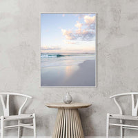 Pastel Beach Print Sunshine Coast Queensland - dreamy wave photography - white floating frame canvas print - soft neutral wall art - Australian photography art - coastal home decor - Josh Whiting Photos