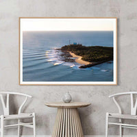 Carties Point Cartwright Sunshine Coast - aerial photography print - oak framed landscape print - extra large coastal wall art - Sunshine Coast photographer - framed prints online Australia - Josh Whiting Photos