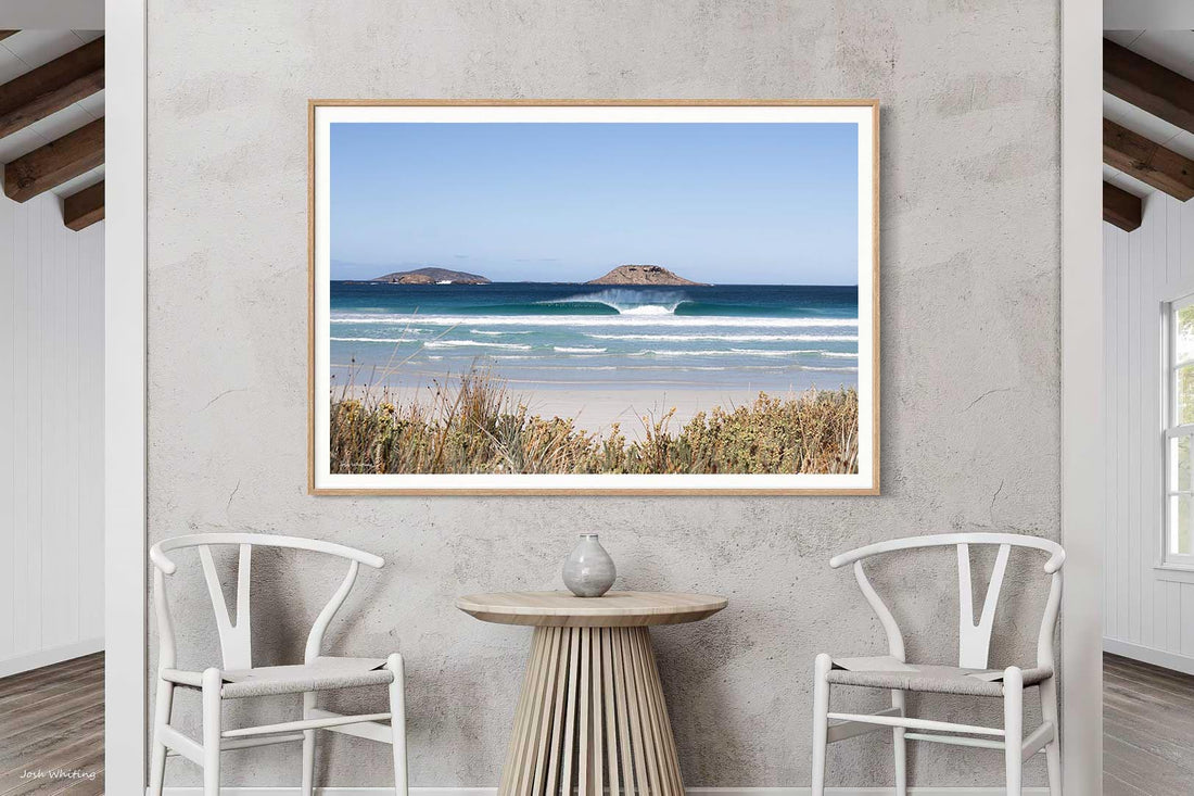 Esperance Western Australia surf photography - right hand beach break - oak framed print - extra large coastal wall art - wave photography print - Cape Le Grand WA - Josh Whiting Photos