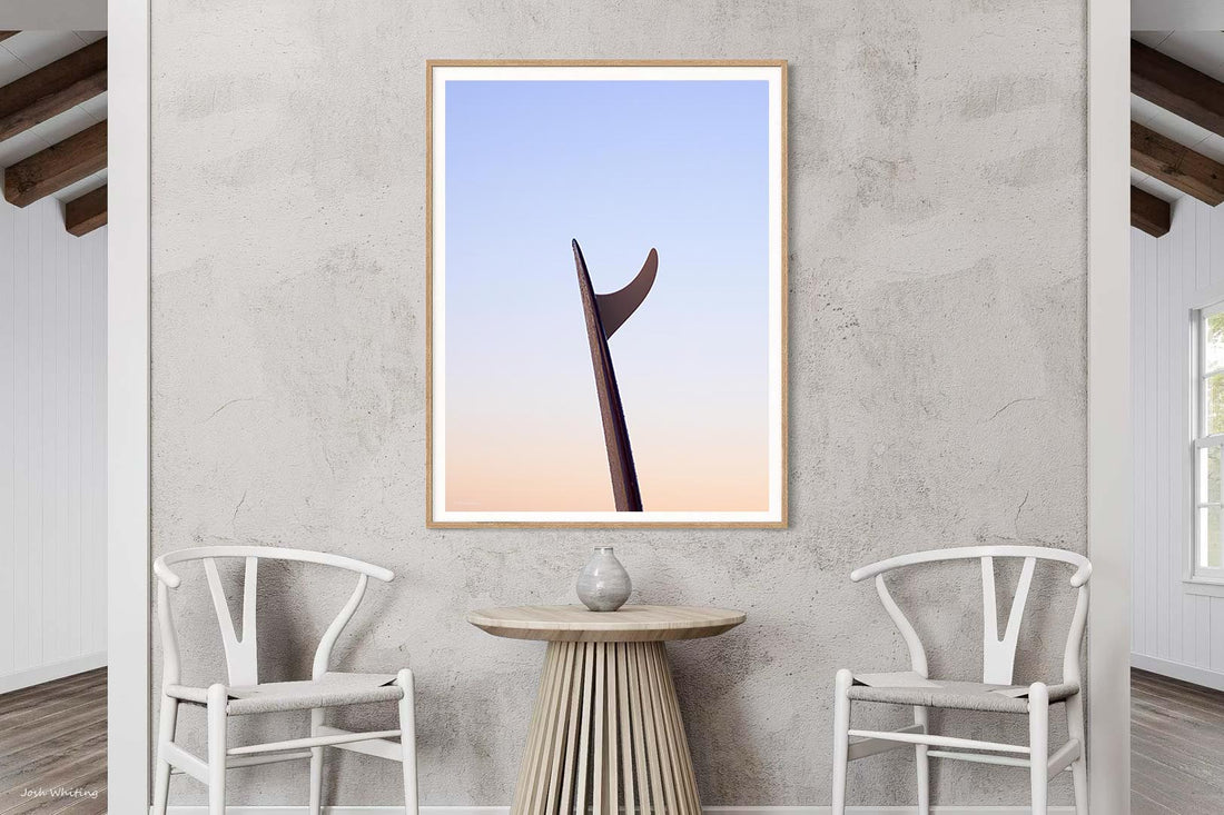 Surf Art - Surf Art Australia - Minimalistic Artwork - Surfboard Wall Art - Coastal Wall Art - High Quality Prints - Printing and Framing Sunshine Coast - Sunshine Coast Wall Art - Australian Wall Art - Malibu Ocean - Single Fin Surfboard