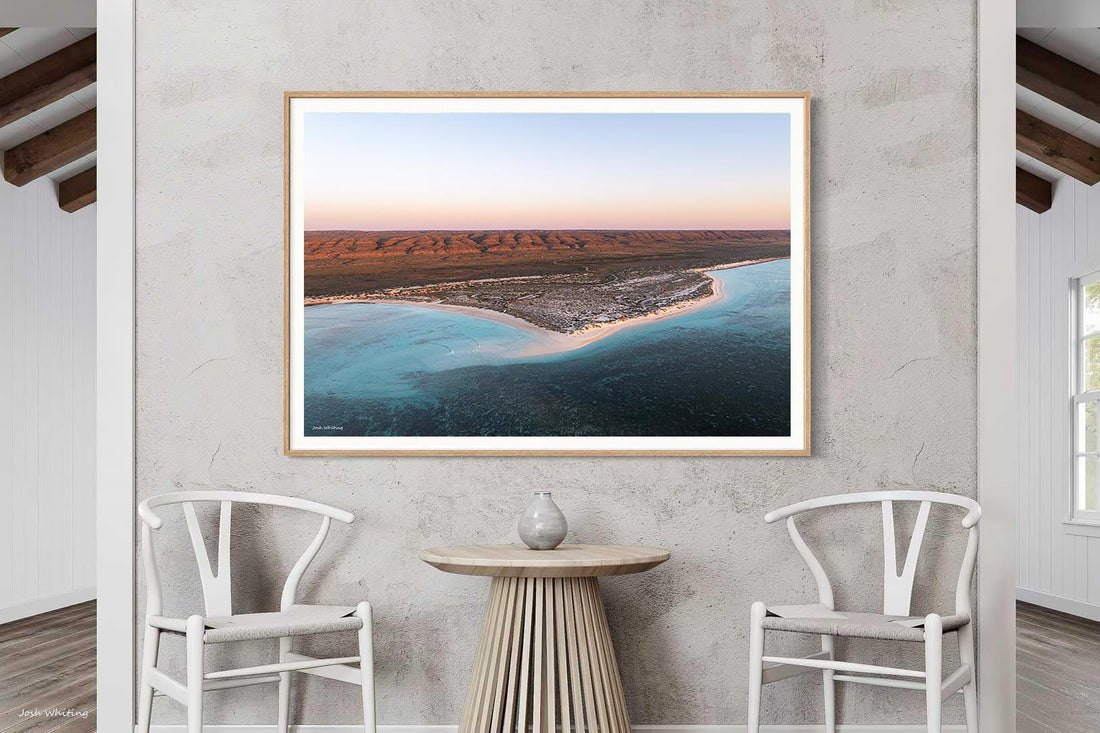 Turquoise Bay Exmouth Western Australia - Ningaloo Reef aerial drone photography - oak floating frame framed print - coastal wall art - fine art photography print - Josh Whiting Photos