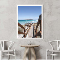 White framed portrait print of a Western Australia beach scene, A piece of coastal wall art with worldwide shipping