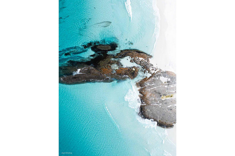 Original abstract wall art print, turquoise water and colour movement, Australian coastal photography