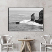 Southern Ocean coastal seascape print - black and white fine art photography - black floating frame canvas - oversized wall art Australia - Eyre Peninsula SA - Airbnb wall art Australia - Josh Whiting Photos