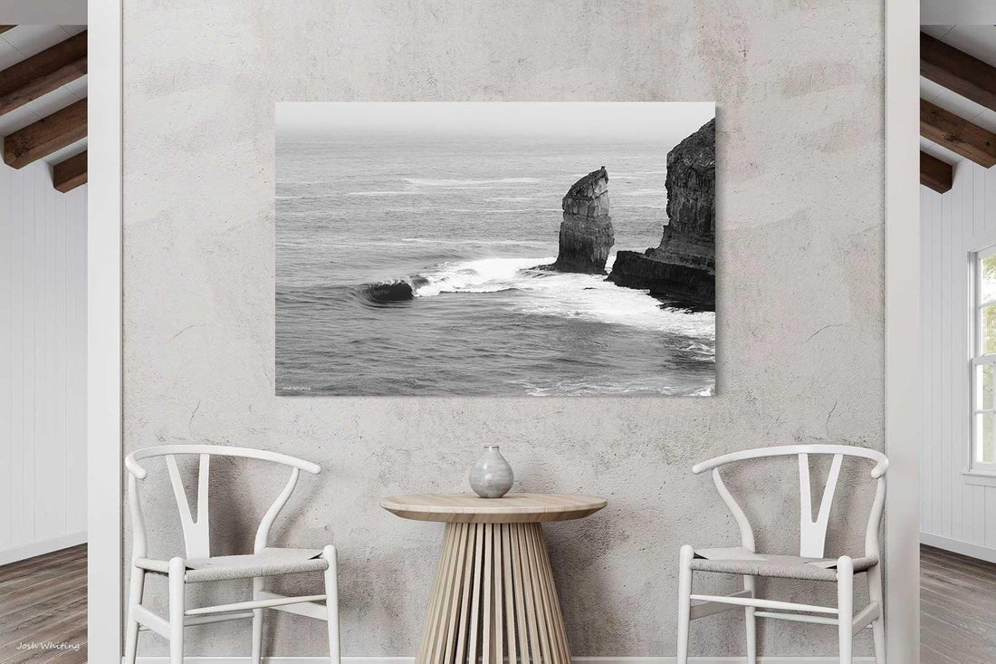 Black and white sea stack Eyre Peninsula - South Australia coastal photography print - gallery wrap canvas - large format coastal wall art - surf pictures for sale - ocean photography print - Josh Whiting Photos