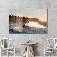 Acrylic surf photography print, glossy Sydney coastal wall art of Bronte Beach