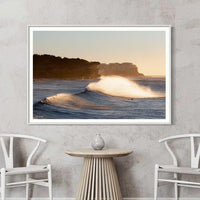 White framed surf photography print of Bronte Beach, Sydney coastal wall art