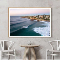 Oak framed coastal print, Bronte Beach sunrise photography from Sydney's eastern suburbs